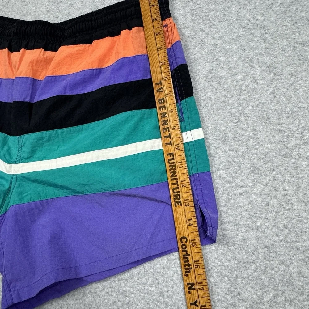Vtg St. John's‎ Bay Color Block Swim Trunks Medium Retro Surf Beach Vacation 80s